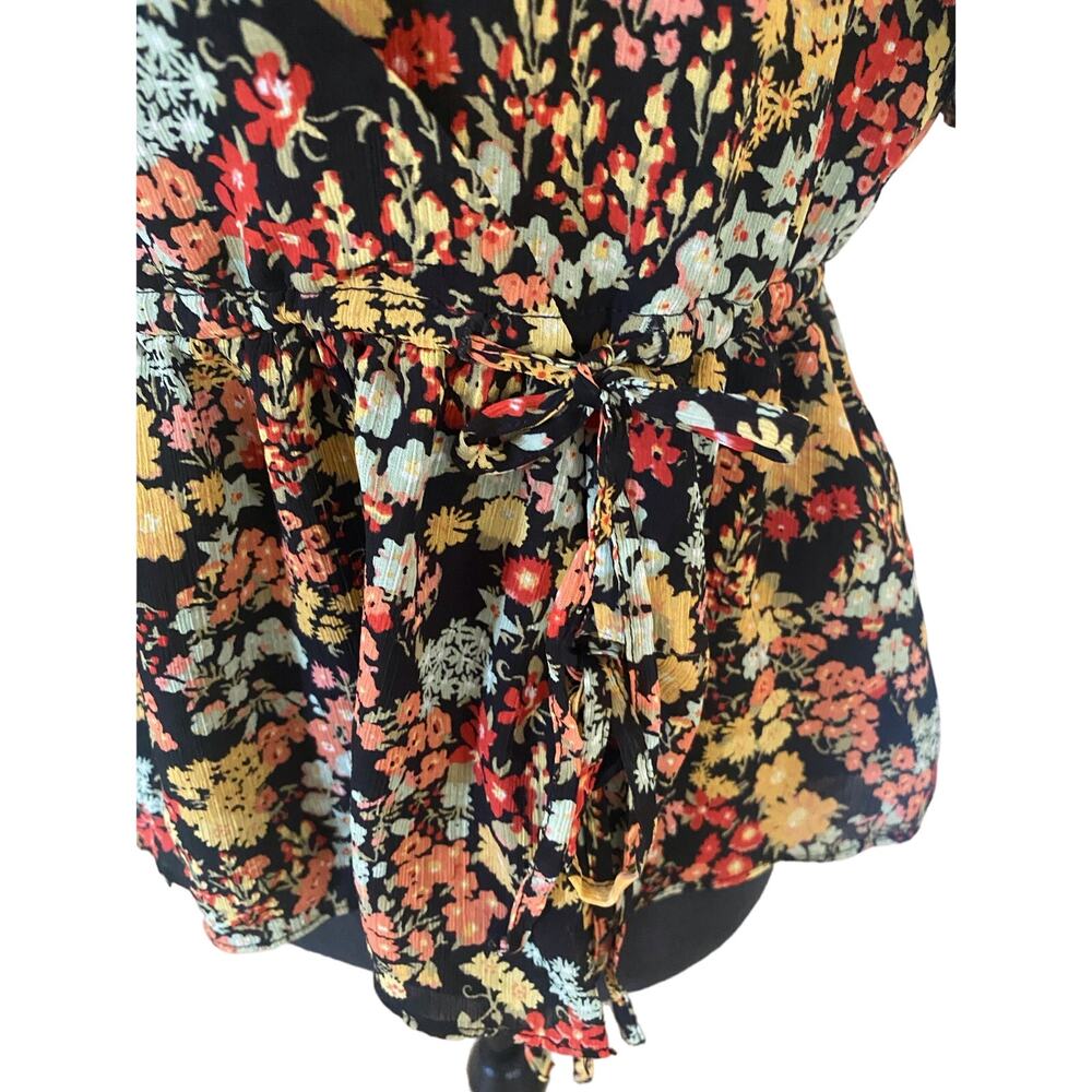 MADEWELL WOMEN’S WRAP FRONT FLORAL COTTAGE-CORE BLOUSE Sz -S